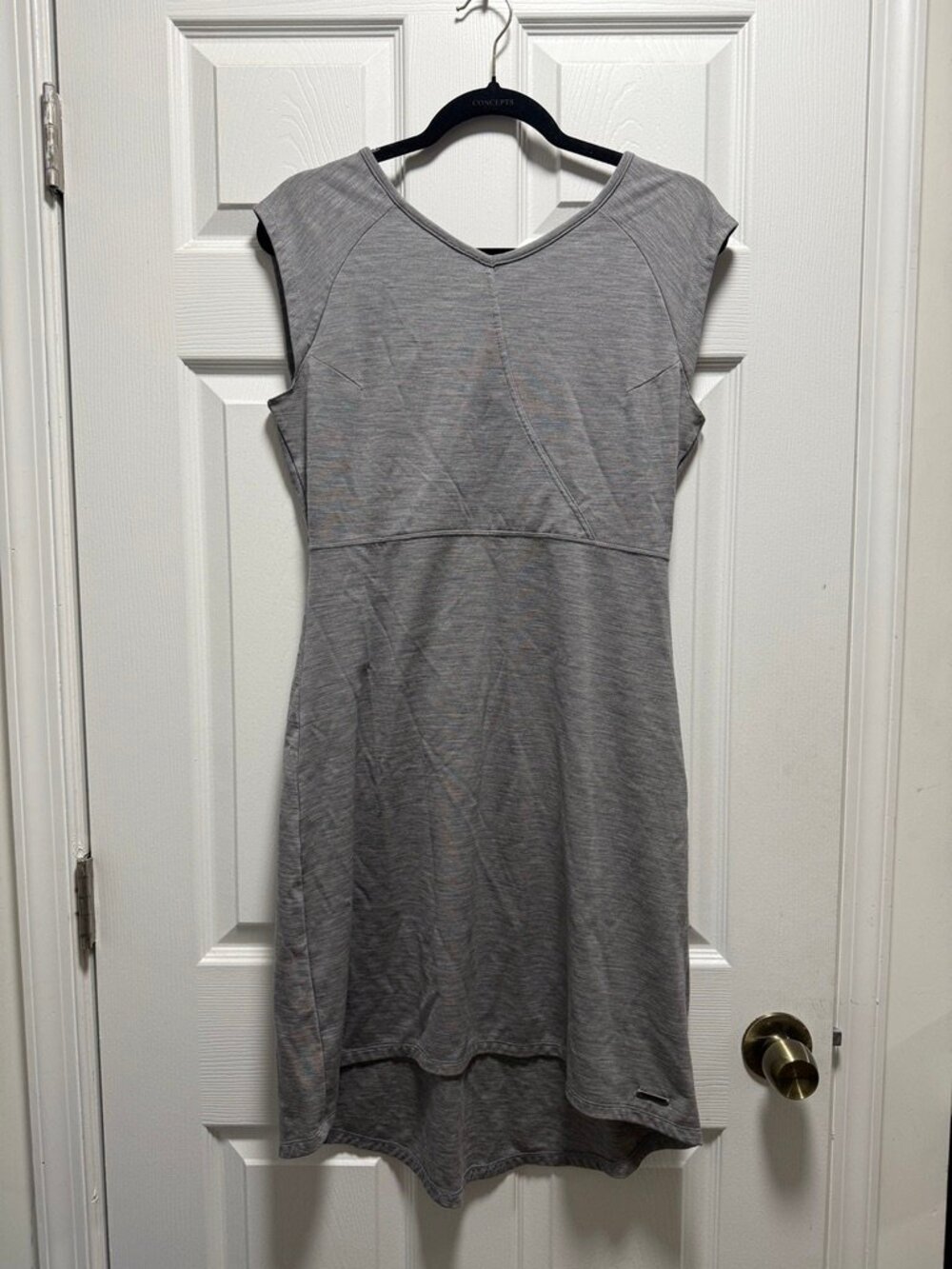 Smartwool Women’s M Gray Merino Wool Cap Sleeve Dress Pockets High Low Hem